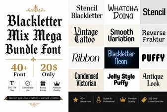 Gothic Blackletter Mix: Creative Font Bundle